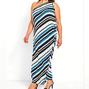 One shoulder Striped dress (Size 18/20)